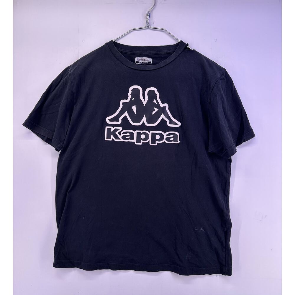 Kappa Black Tshirt Rough Worn In Size XL